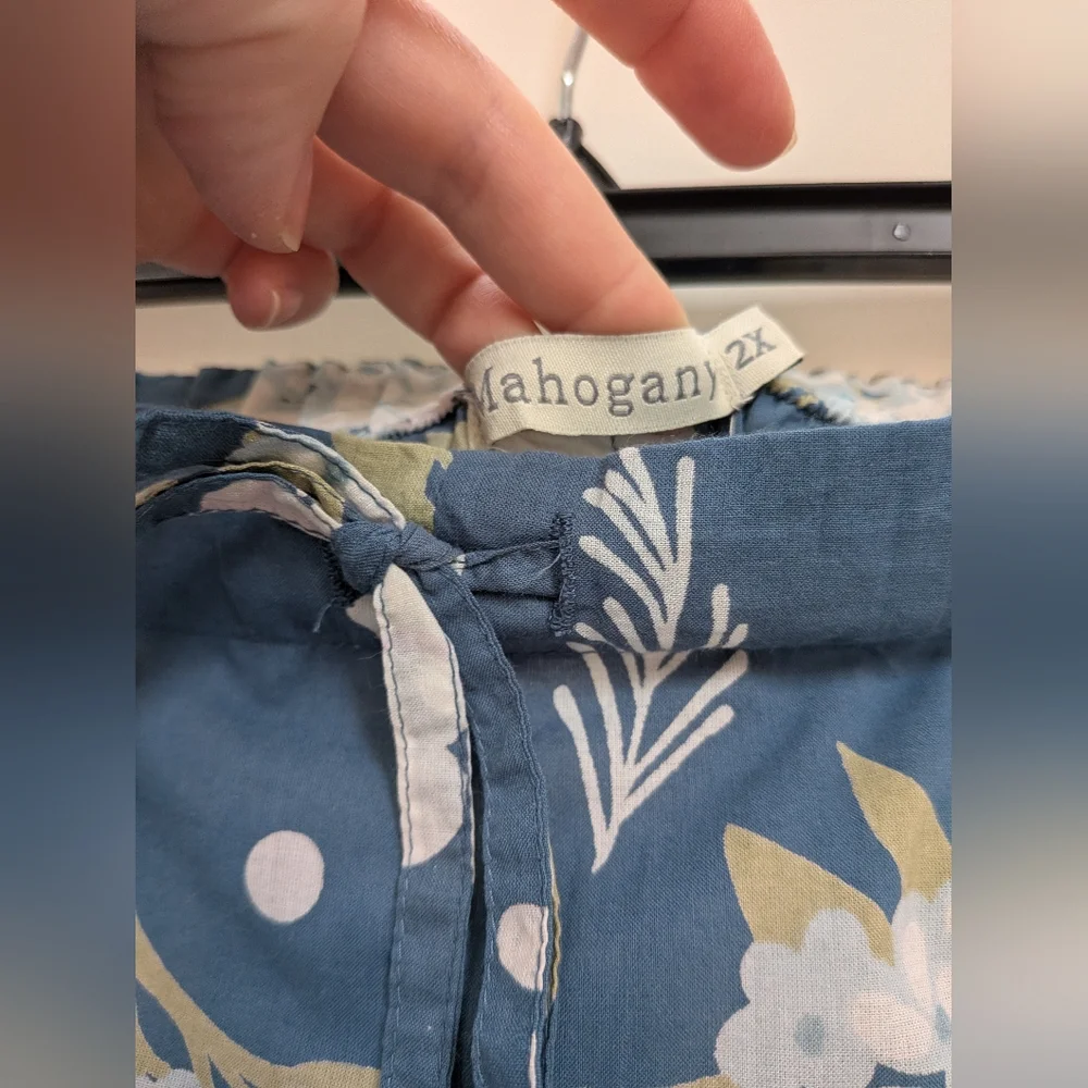 NWT Mahogany Blue Floral Camila Long Sleeve PJ Set 100% Cotton Size 2X - Picture 12 of 15